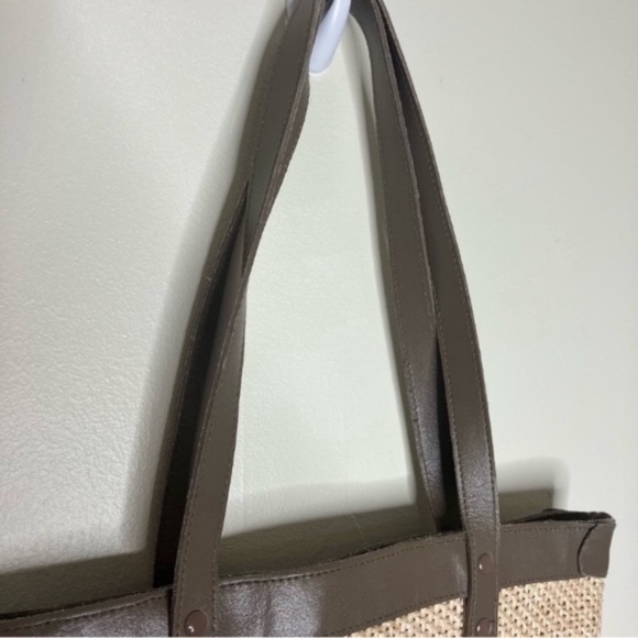 Vintage Contessa leather trim straw shoulder bag purse - Picture 4 of 7